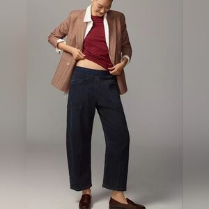 Anthropologie Pilcro Mid-Rise Pull-On Tapered Denim-Knit Jeans Dark Blue